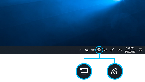 Network icon on the taskbar